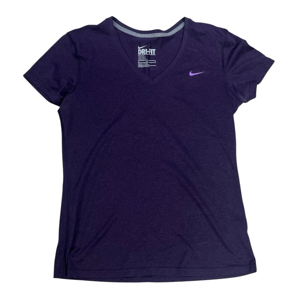 Nike Womens‎ Dri-Fit Purple Regular Fit Short Sleeve V-Neck T-Shirt Medium